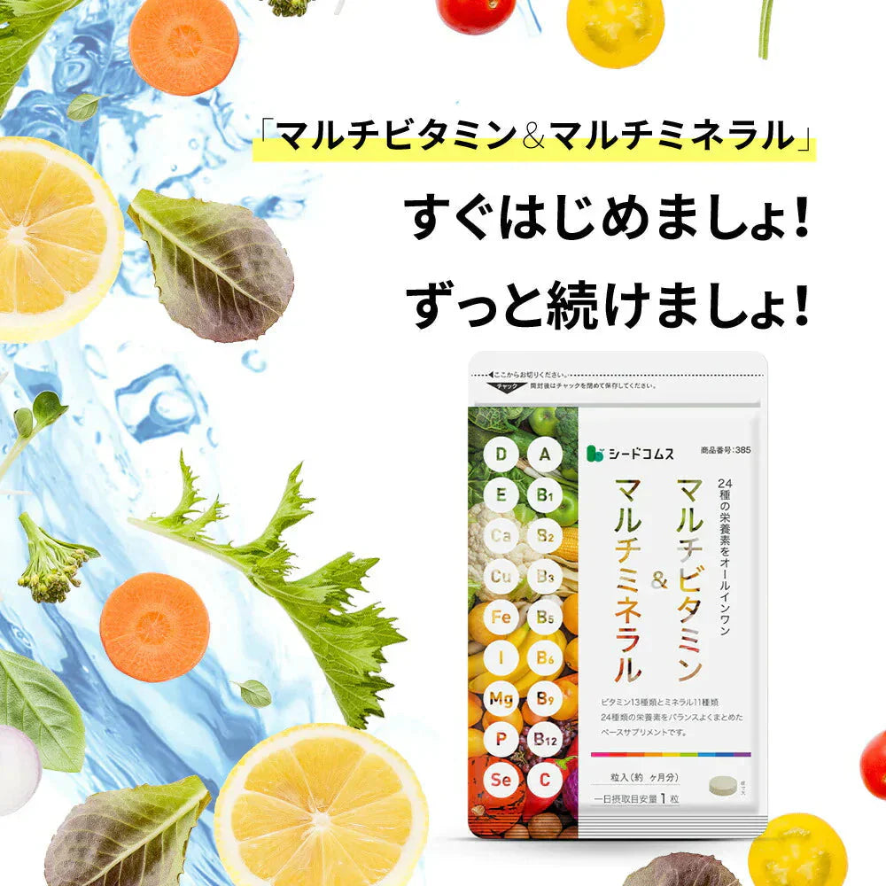 マルチビタミン＆マルチミネラル≪約1ヶ月分≫ 送料無料 サプリ サプリメント 健康 美容 ビタミンA ビタミンB ビタミンC ビタミンD ビタミンE 葉酸 ナイアシン  ミネラル  カロテン 鉄 亜鉛 カルシウム マグネシウム