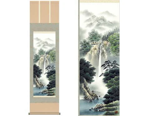 開運掛軸 【幽山渓谷】 鈴村秀山 筆 [ 収納箱 10年保証 品質保証付き 31×89 開運掛軸 開運 和 国産 鮮やか 受注生産 床の間 和風 掛け軸 日本製 名画 縁起物 プレゼント 画寸 送料無料 ]
