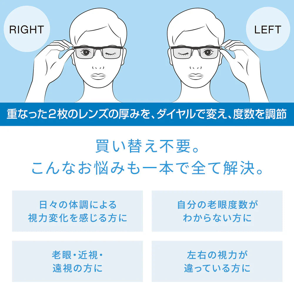 ドゥーライフワン 【男女兼用 近視 遠視 軽量 シニアグラス 度数 調節 ブルーライト カット 中度 軽度の近視 敬老の日 父の日 母の日 ギフト 老眼鏡 レンズ メガネ】