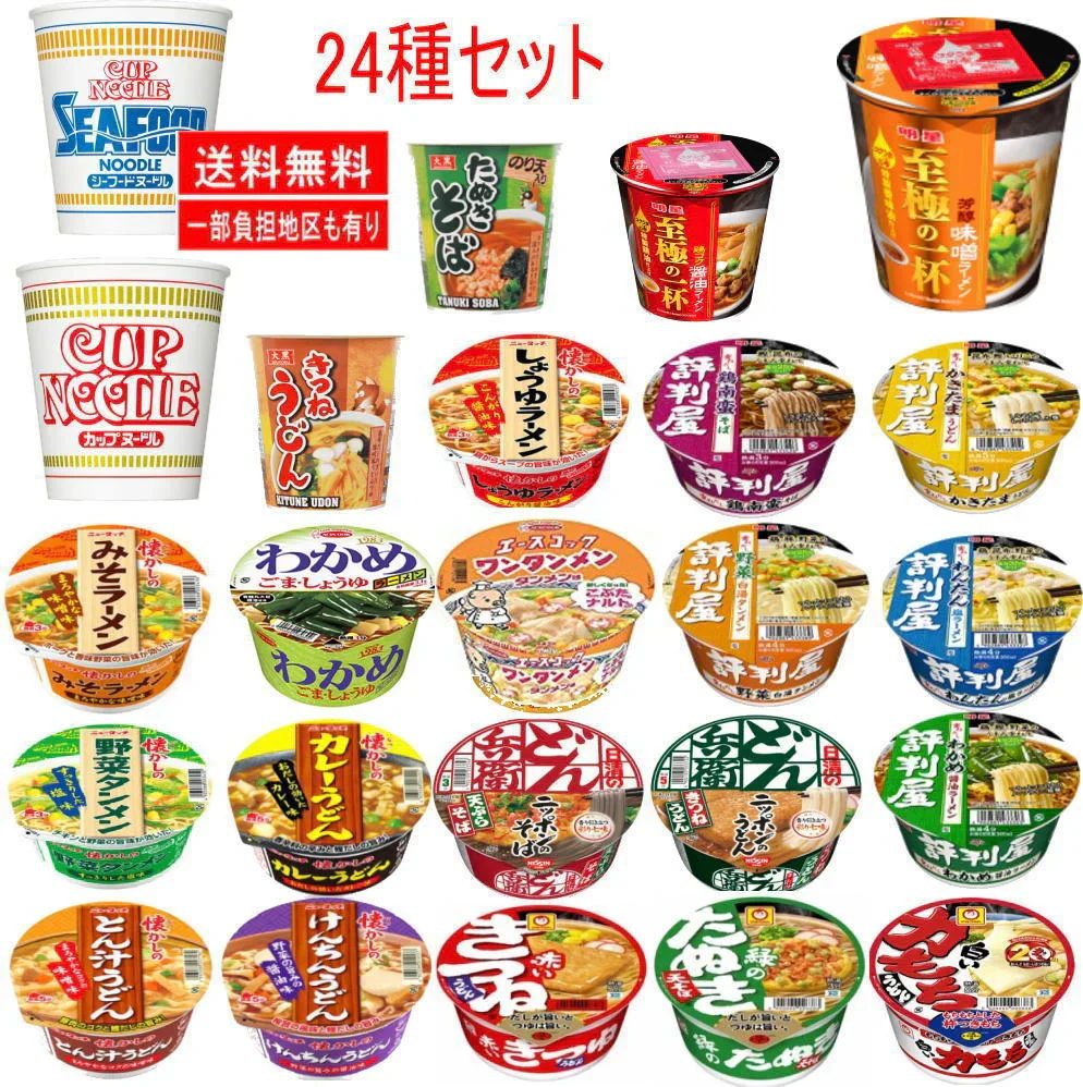 マルちゃん 日清食品 明星食品 エースコック 大黒食品 ヤマダイ レギュラーサイズカップ麺 24個セット