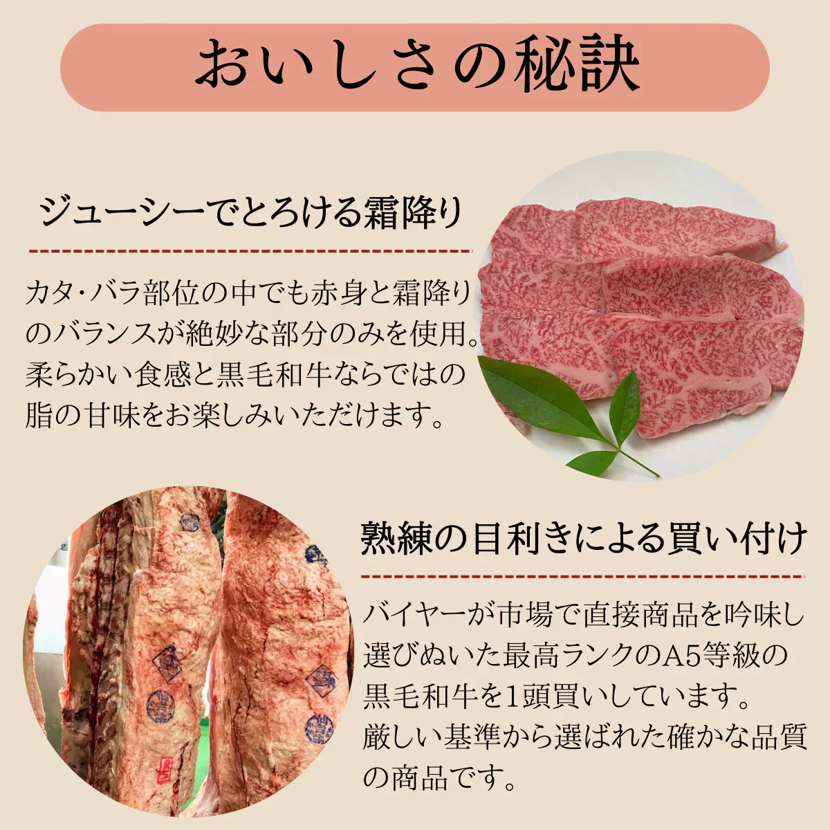 黒毛和牛A5　カルビ1kg(500g×2パック)