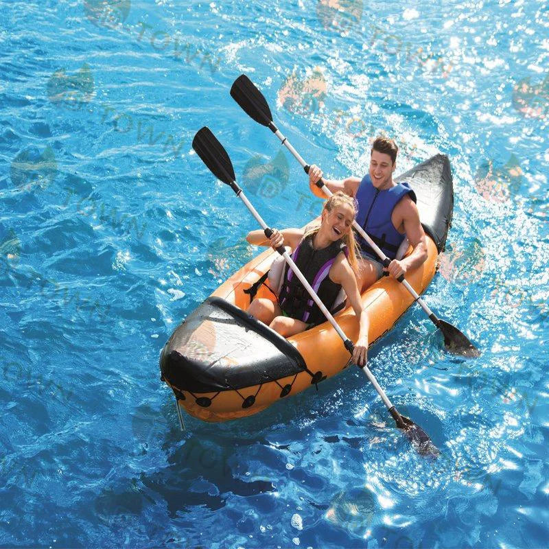 カヤック 初心者 エクスプローラー ゴムボート アップグレード パドル軽量化 プロカヤック 手動ポンプ 修理キット 座席２席 アルミ製組立 パドル2本付属