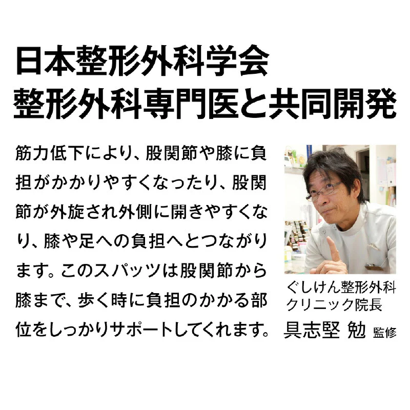 【ブラック M-Lサイズ】スパッツ お医者さんのサポートスパッツ ピタ肌 股関節 膝 歩行サポート 膝裏 ひざ ヒザ レディース 七分丈 7分丈 ブラック 健康 トレーニング スポーツ 運動 サポート 脚 足 女性用 ウォーキング 散歩 ヨガ グッズ フィットネス