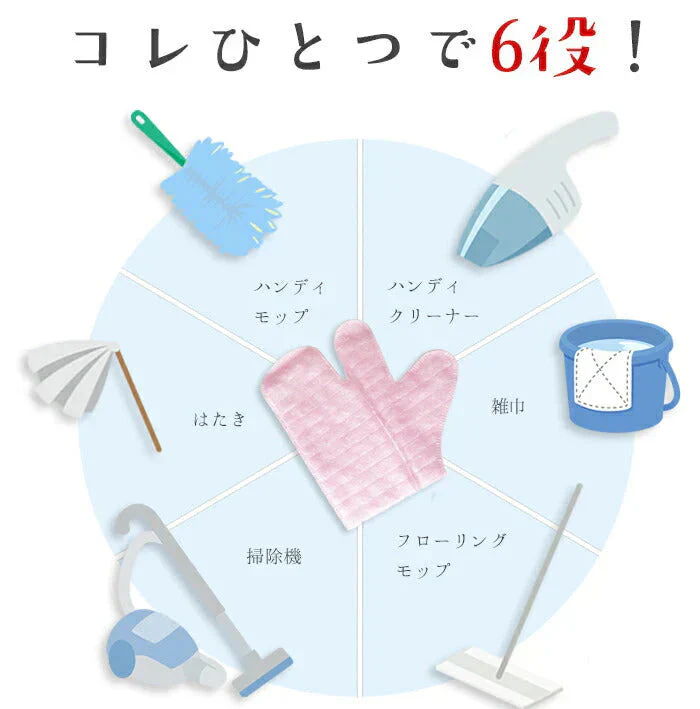 楽ちん！ほこりキャッチミトン20枚入り◆ お掃除手袋 そうじ 使いすて 掃除 エアコン コード ケーブル 髪の毛 細かい所 すきま シート ハンディワイパー サッシ 桟 ブラインド 照明 クロス ホコリ 大掃除