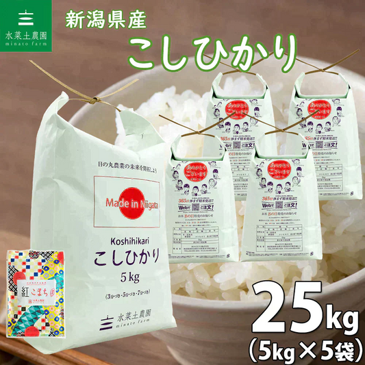 新潟県産 こしひかり 精米25kg（5kg×5袋） 令和7年産 【古代米プレゼント付き】