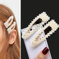 (A49)ヘアピン パッチン留め ヘアクリップ バレッタ 髪どめ 髪留め ヘアアクセサリー 白 パール風 真珠風