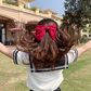 (ネイビー)リボンヘアアクセサリー 髪飾り 大きい おしゃれ　キッズ　大人