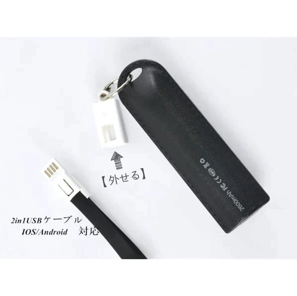 「在庫処分商品」「ピング」【iOS/Android対応】軽量キーホルダーモバイルバッテリー 2600mAh 2ni1ケーブル iPhoneX iPhone8 Plus Xperia 携帯充電器 モバイルバッテリー 【PL保険】