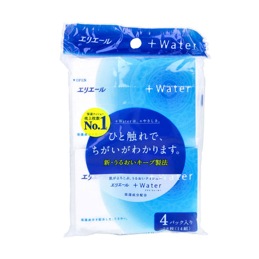 ポケットティシュ エリエール ＋Ｗａｔｅｒプラスウォーター 14W ４パックＸ64個