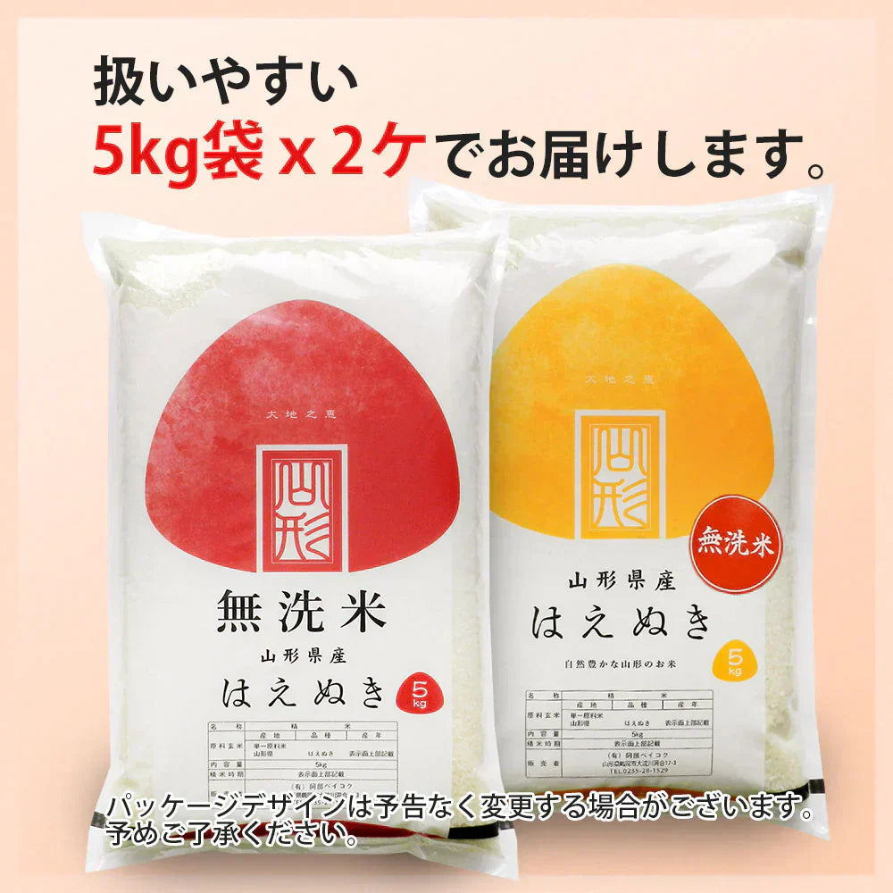 はえぬき 無洗米 10kg (5kg×2袋) 山形県産 令和7年産 送料無料 米 10キロ こめ コメ お米 精米 新米 お米10kg はえぬき10kg はえぬき10キロ