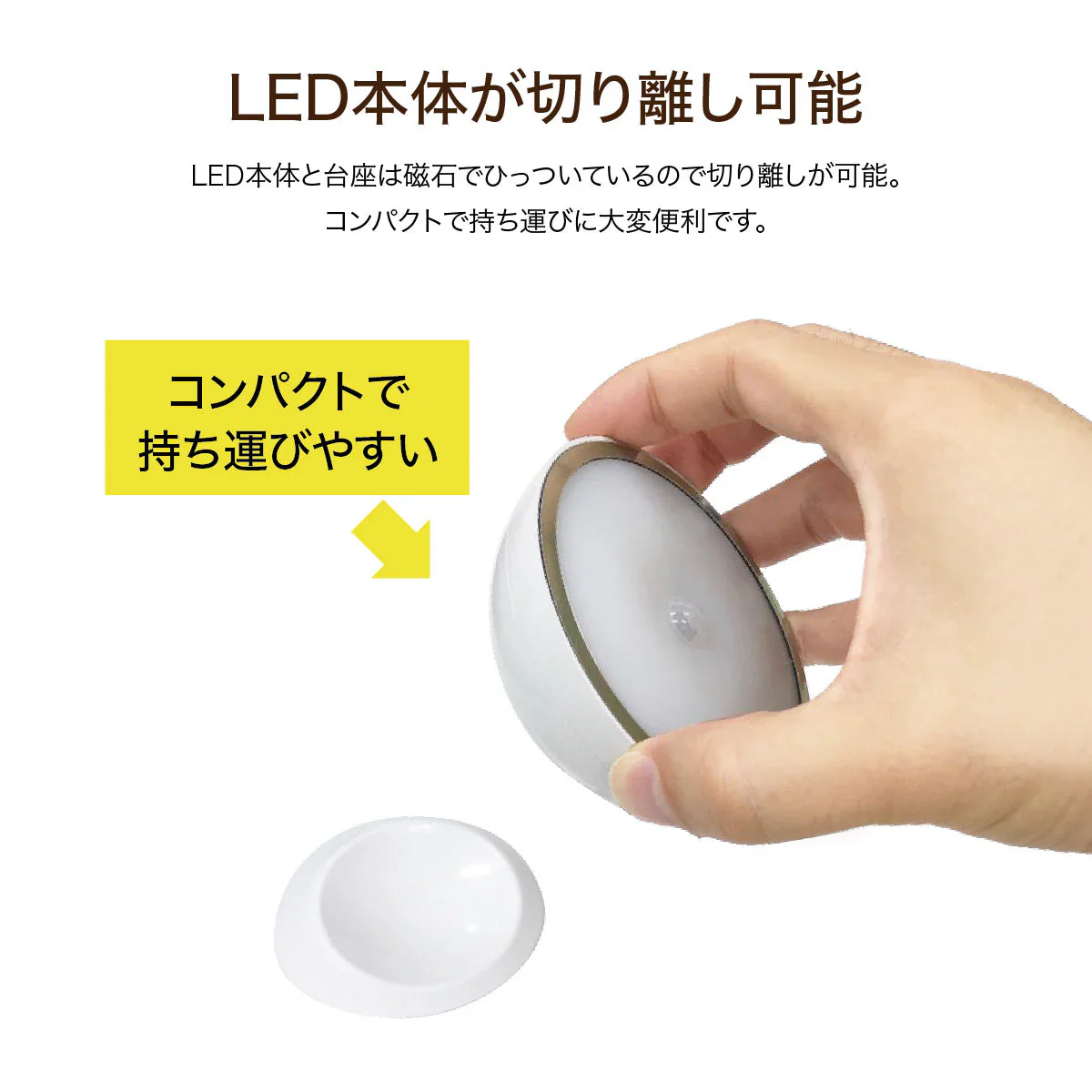 人の動きを検知して自動点灯！丸型LED人感センサーライト