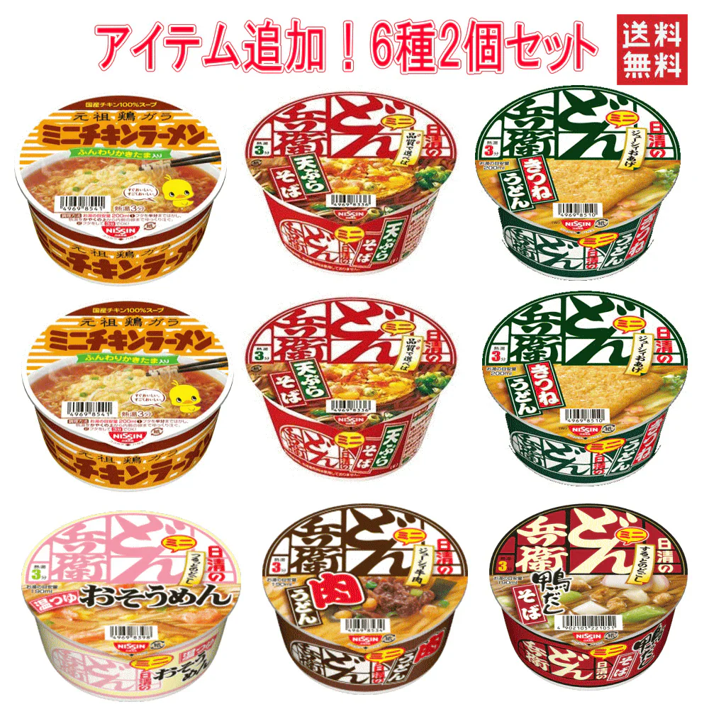 日清食品 カップ麺 どん兵衛 おそうめん 肉うどん 鴨だしそば も入ったミニシリーズ 6種類×2個(12食) セット 送料無料