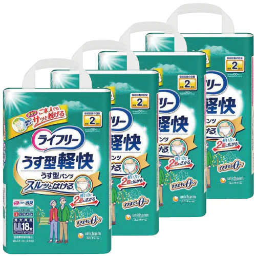 ライフリー　うす型軽快パンツLL　18枚入　4袋(1箱)　ケース販売