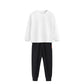 2点セット ブラック 130cm トレーナー1枚 と ズボン1枚 体育 体操服 子供 キッズ 白Tシャツ長袖 黒 グレー パンツ 秋 春 冬 通気性 運動会 イベント 男女兼用 ポップダンス
