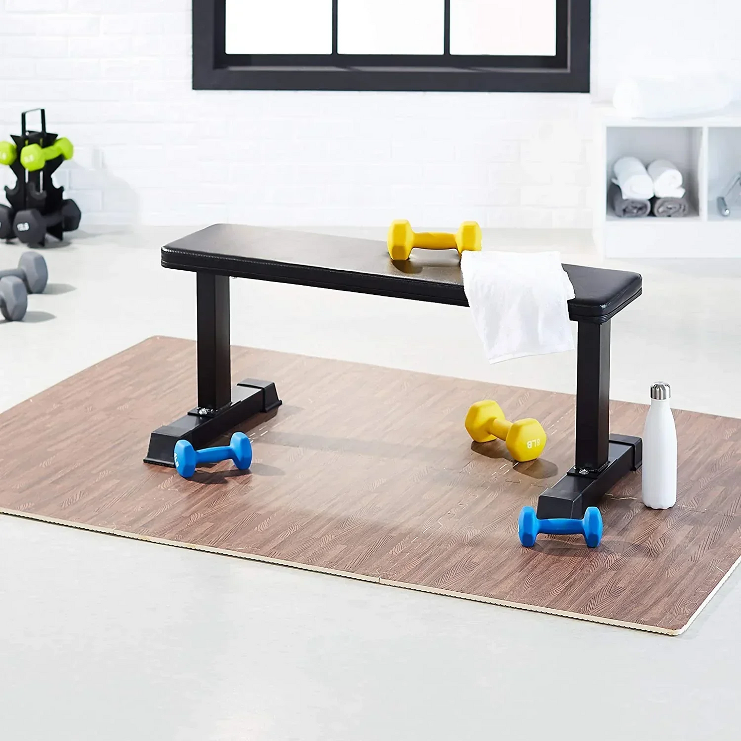 Amazonベーシック 訳あり パズルマット ウッドプリント 大判 60×60cm 6枚セット フチ付き