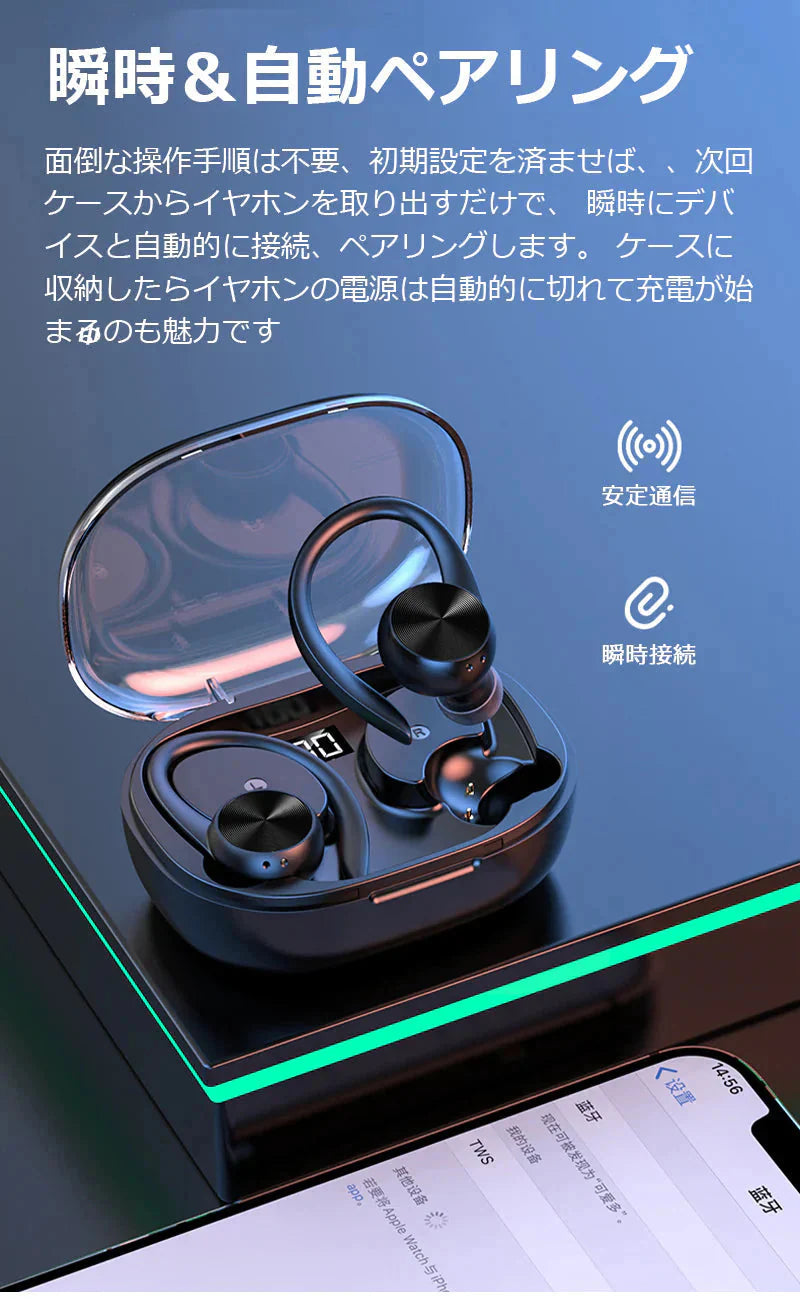 Bluetooth5.3 イヤホン 耳かけ式デザイン 健康で快適 耳に入らない 高清通話 LED表示 マイク 防水 防滴防汗 HiFi高音質 LED残電表示Bluetooth5.3 イヤホン 耳かけ式デザイン 健康で快適 耳に入らない 高清通話 LED表示 マイク 防水 防滴防汗 HiFi高音質 LED残電表示 w664A(ホワイト)