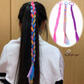 (ピンク02)ヘアアクセサリー エクステ ロング編み込みウィッグ 子供 キッズ ジュニア ダンス ウィッグ つけ毛 カラフル 毛束 ダンサー髪型