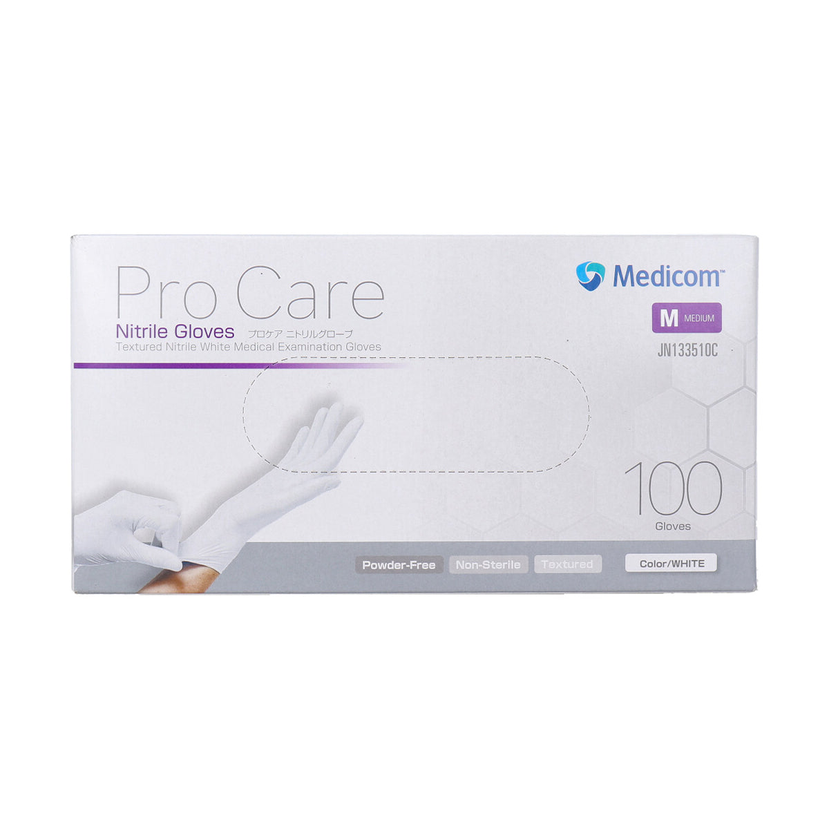 メディコム プロケア ニトリルグローブ ニトリルゴム製 パウダーフリー ホワイト Mサイズ 100枚入り X4箱
