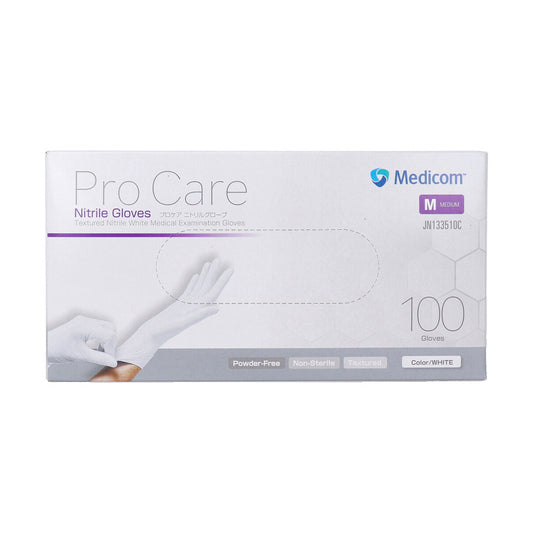 メディコム プロケア ニトリルグローブ ニトリルゴム製 パウダーフリー ホワイト Mサイズ 100枚入り X4箱