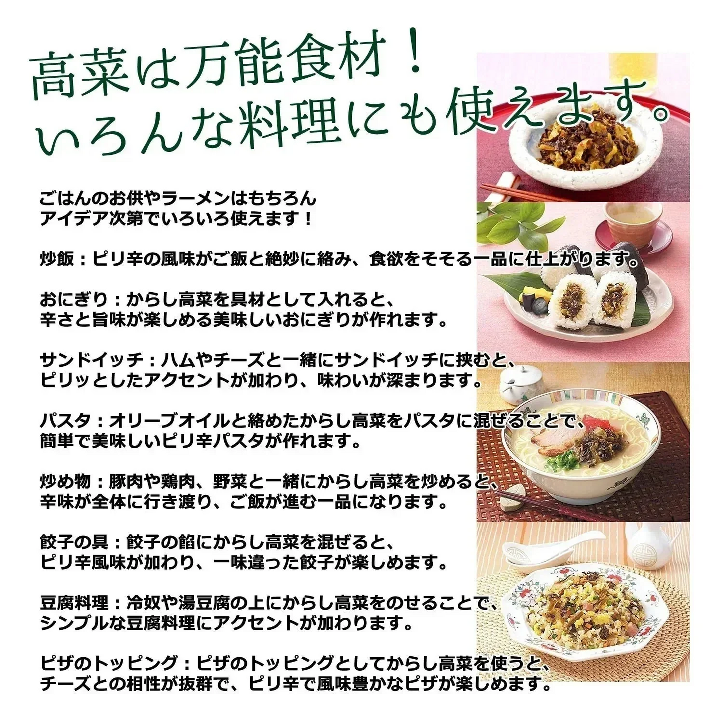 【300g】本場福岡県産 辛子高菜 大地のからし高菜  高菜漬け ピリ辛 ご飯のお供 風味豊か 保存食 おにぎり お茶漬け 豚骨ラーメン 炒飯 おつまみ 漬物 国産 常備菜 お弁当 惣菜 食物繊維