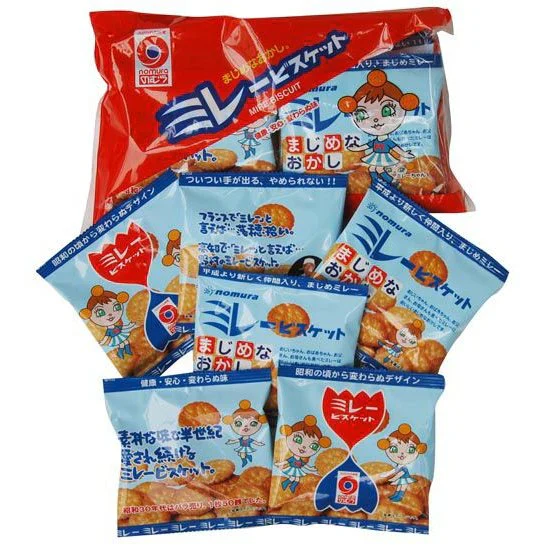 送料無料 のむら 野村 お徳用ミレービスケット 1袋（30g×6袋入）×10個セット(1ケース)   人気の おやつ  (北海道・沖縄の方は送料500円となります)小袋菓子 野村のミレー お菓子 駄菓子 小袋 ビスケット 出来立て発送
