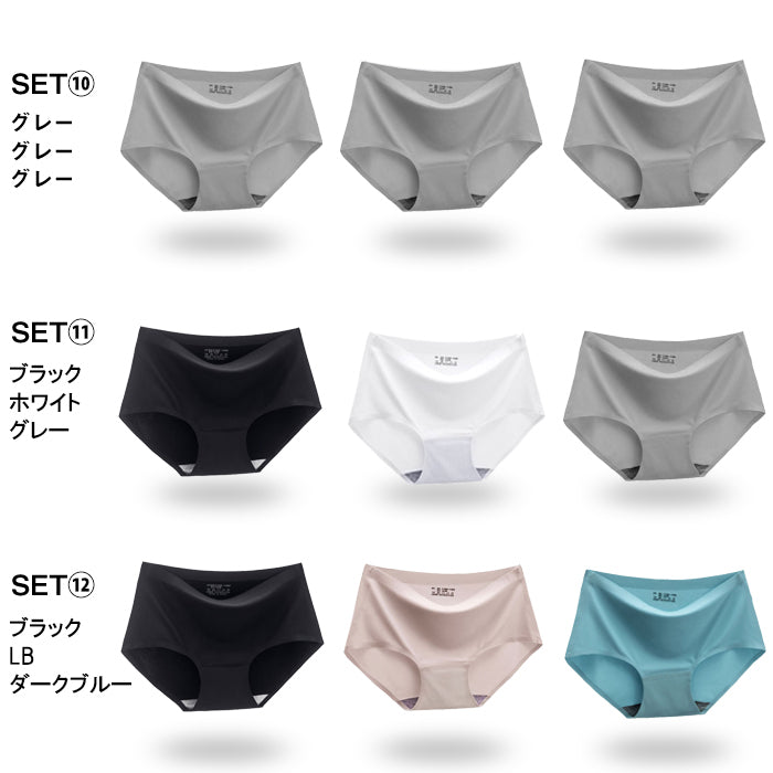 【セット10、Ｍサイズ】シームレスショーツ 3枚セット   パンツ【ydk043-3p-gy-gy-gy-m】
