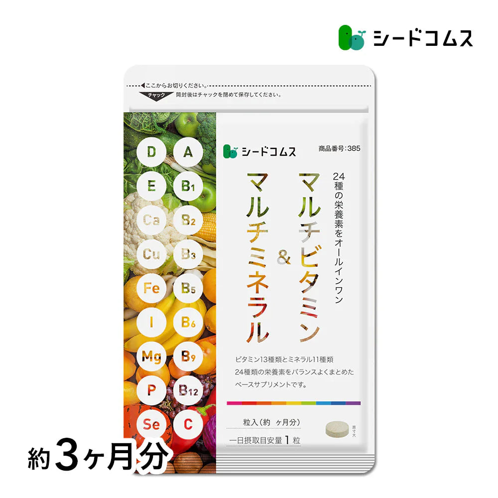 マルチビタミン＆マルチミネラル《約3ヶ月分》送料無料 サプリ サプリメント 健康 美容 ビタミンA ビタミンB ビタミンC ビタミンD ビタミンE 葉酸 ナイアシン ミネラル カロテン 鉄 亜鉛 カルシウム マグネシウム 銅 ヨウ素【大容量】