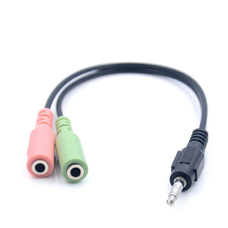 auxケーブル 3.5mmオス⇔ 3.5mmメス×2 赤緑ジャック AUXアダプタ 2股 1股 変換ケーブル 15cm スピーカーかイヤホンとマイク同時使用 楽器 スマホ Mac対応