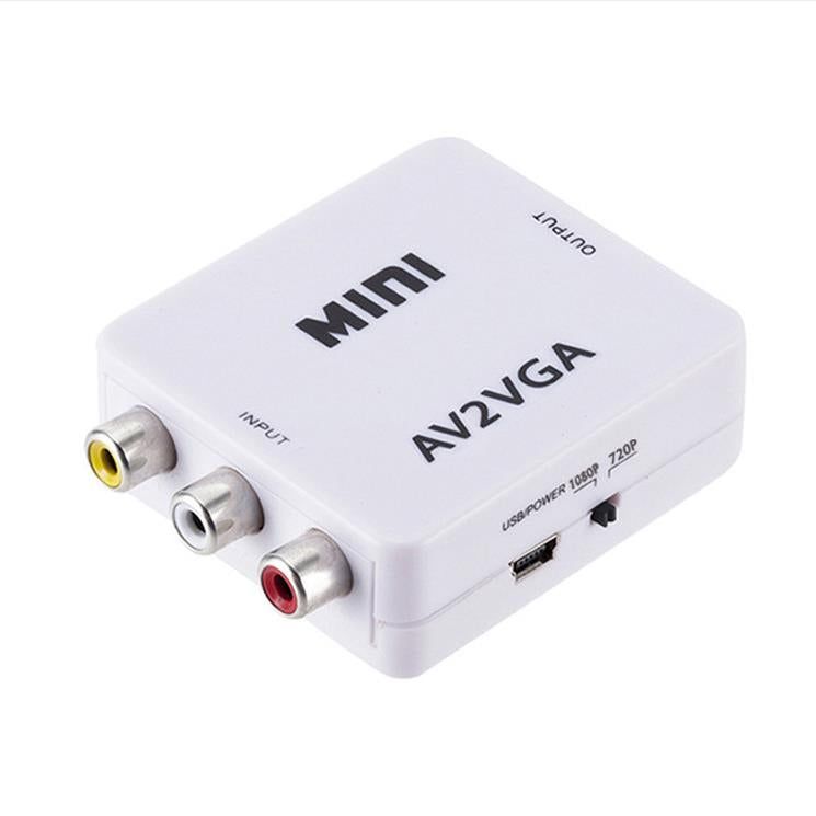 AV VGA 変換コンバーター 白色 RCAtoVGA D-sub 15ピンアダプター RCAアナログ変換 DVD 車載チューナー モニター接続 ビデオデッキ SFC出力 1080P