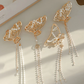 (A02)ヘアクリップ バンスクリップ パール 蝶 バレッタ おしゃれ シンプル ゴールド ヘアアクセサリー 髪飾り