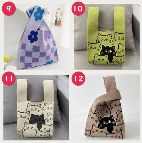 【3】【同柄2個セット】【予約商品・発送時期は商品説明に記載】ニット バッグ ニットバッグ 同柄 2個セット マルシェバッグ ニット トートバッグ 縦型 クロシェ編み かぎ針 ハンドバッグ マルシェ 韓国 ミニバッグ ミニバッグ 送料無料 ギフト プレゼント