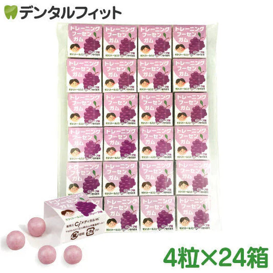 歯科医院専用トレーニング フーセンガム(4粒×24箱) グレープ味 風船ガム キシリトール配合 ぶどう風味 キシリトールガム 歯科専用【超得ハイパーSALE】【メール便送料無料】