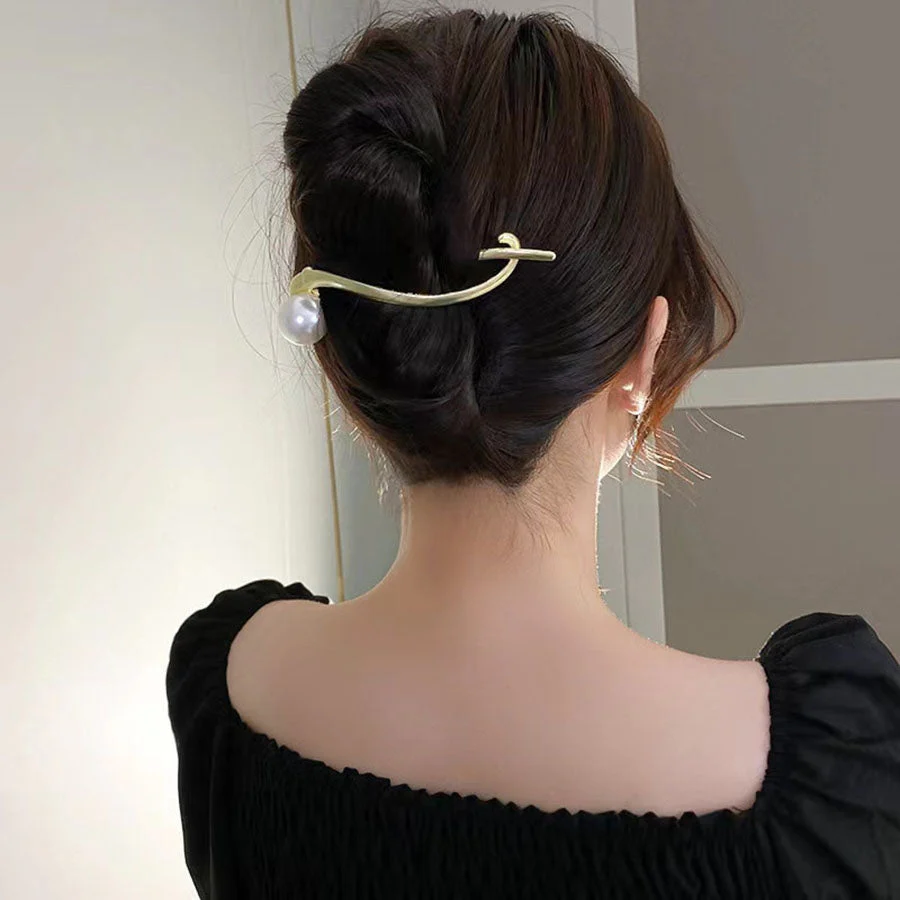 (ゴールド)ヘア留め ヘアアクセサリー クロスヘアピン髪飾り 上品 パーティー飾り