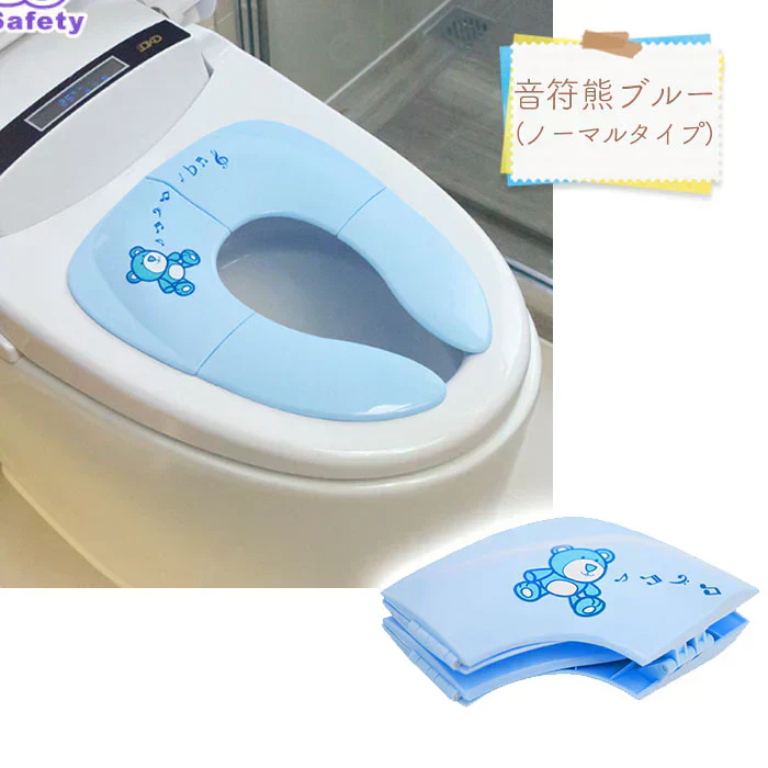 【音符熊ブルー(ノーマルタイプ)】【予約商品・発送時期は商品説明に記載】補助便座 折りたたみ 持ち運び 便座 ベビー キッズ トイレシート おまる 男の子 女の子 携帯 かわいい おしゃれ 子供 トイトレ 子供用トイレ トイレトレーニング