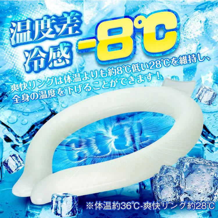 爽快リング 「28℃ ミントグリーン Mサイズ＆Lサイズ2本セット」 ネック リング クーラー PCM冷感 冷却 熱中症対策