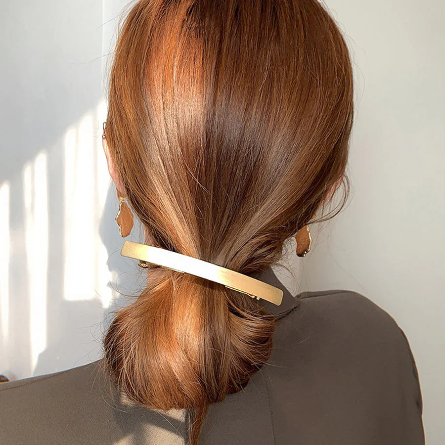 (G)バレッタ ヘアクリップ 髪飾り ヘアアクセサリー  ゴールド ヘアアレンジ 髪留め まとめ髪 オフィス 発表会 卒業式 入学式