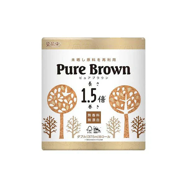 トイレットペーパー 丸富製紙 無漂白ピュアブラウン ダブル37.5m 8ロールＸ8パック