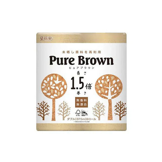 トイレットペーパー 丸富製紙 無漂白ピュアブラウン ダブル37.5m 8ロールＸ8パック