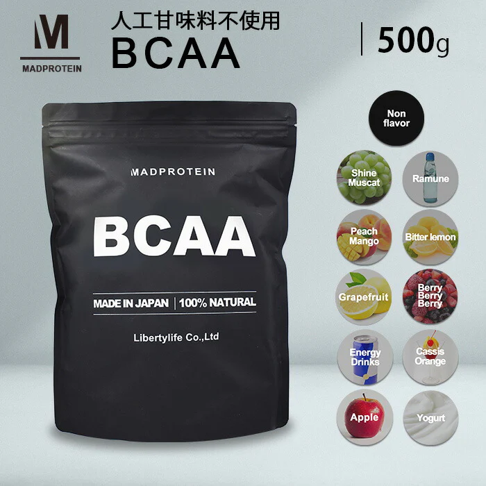 BCAA  500g  ピーチマンゴー 人工甘味料不使用 オールインワン 国内製造 フレーバー (MADPROTEIN) マッドプロテイン