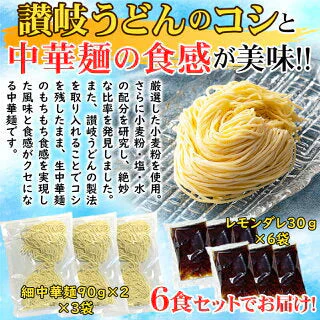 冷やし中華 6食 夏季限定出荷！さわやかレモンダレで食す 冷やし 中華 6食セット ゆうパケット