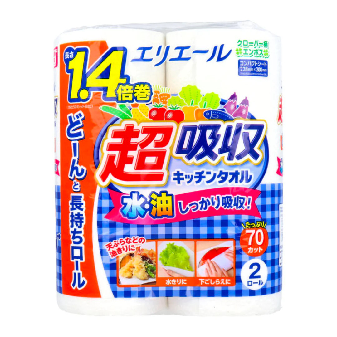 [12点]エリエール 超吸収キッチンタオル 70カット ( 2ロール )