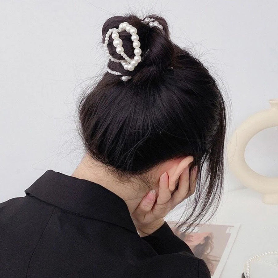 (キャメル)パール 蝶々クリップ 2WAY ヘアアクセサリー ヘアアレンジ 髪飾り ウェディング 結婚式 二次会