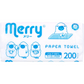 お得な15パック ペーパータオル 新橋製紙 merry メリー エンボス加工 パルプ100％ 200枚入り X15パック