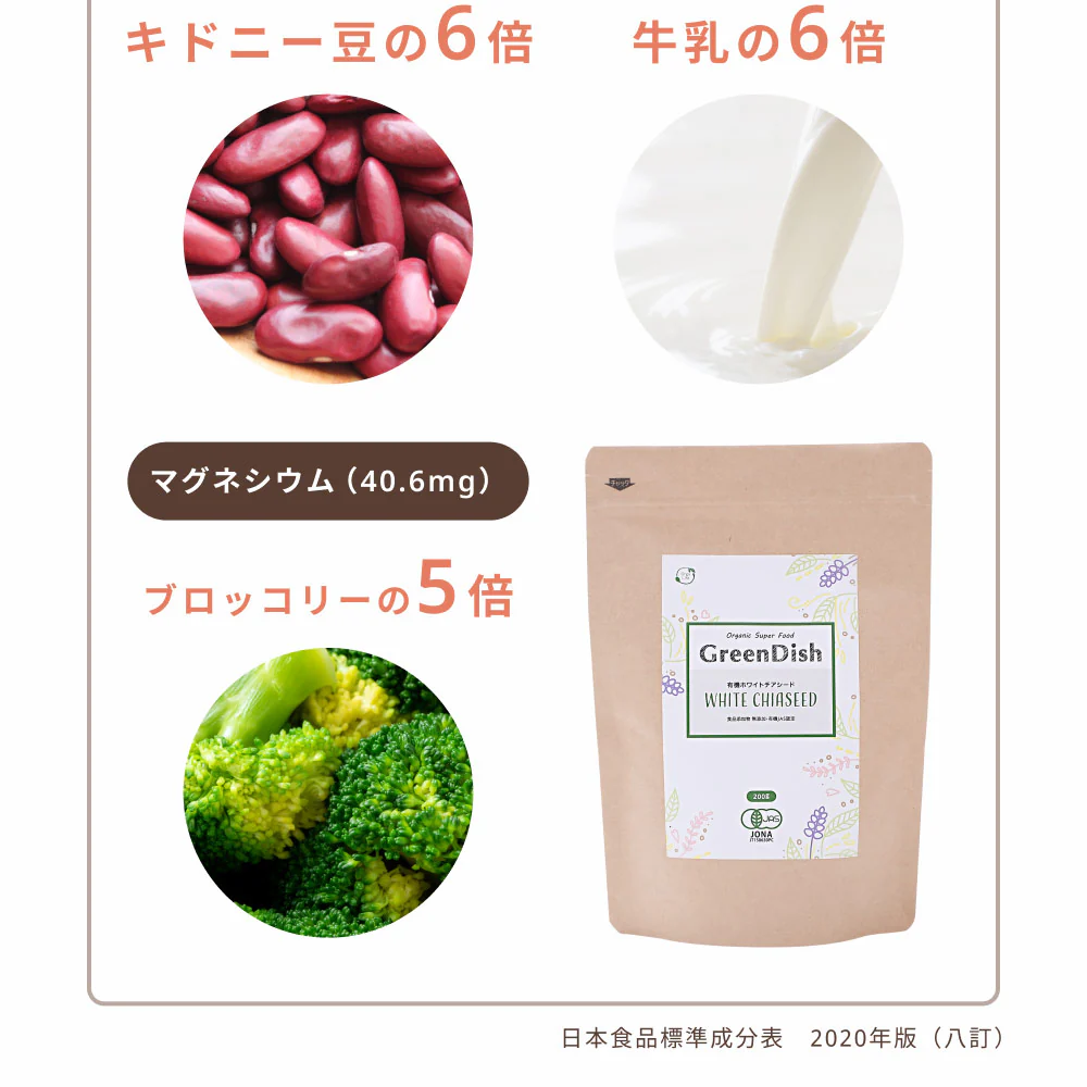 GreenDish 有機ホワイトチアシード サプリ スーパーフード 200g 3袋