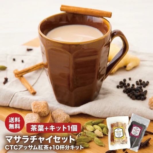 【レシピ・紅茶付】マサラチャイセット 10杯分スパイスキット + 紅茶セット マサラチャイ チャック袋入 お試し シナモン クローブ カルダモン ブラックペッパー ジンジャー クラフトコーラ アイスチャイ