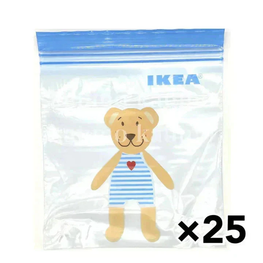 【たっぷり25枚！】 ISTAD イースタード 袋 クマ プラスチック袋 フリーザーバッグ 透明袋 保存袋 イケア IKEA(袋クマ)