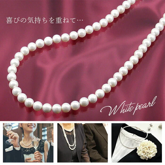 【ダークグレータイプ】パールネックレス 冠婚葬祭 40代 50代 60代 貝パール マグネット 磁石 結婚式 葬式 通夜 入学式 卒業式 母 服装