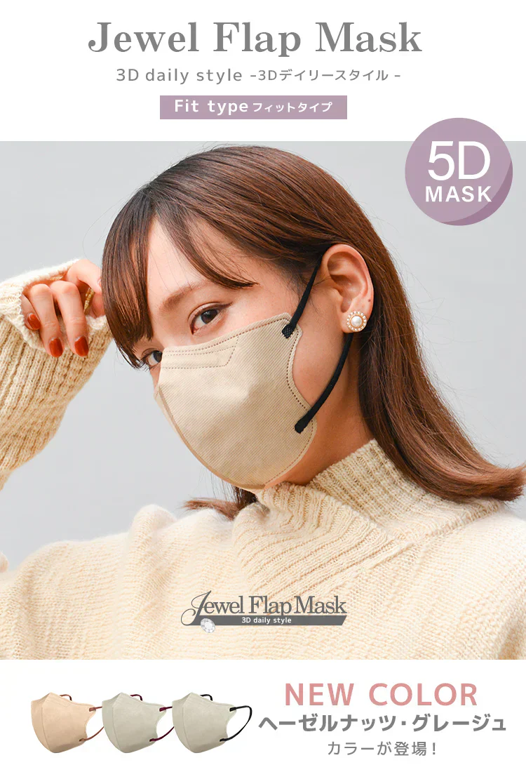 【フリーサイズ/フィットタイプ】【100枚セット】お買い得　訳あり品　数量限定　箱潰れ ジュエルフラップマスク メルティスタイル カラーマスク