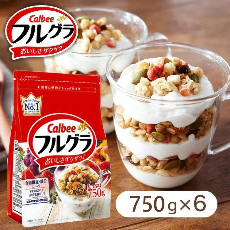 【カートアップNG】【6個セット】フルグラ 750g　フルーツグラノーラ 穀物 栄養 シリアル ドライフルーツ チャック付き Calbee 朝食 まとめ買い カルビー