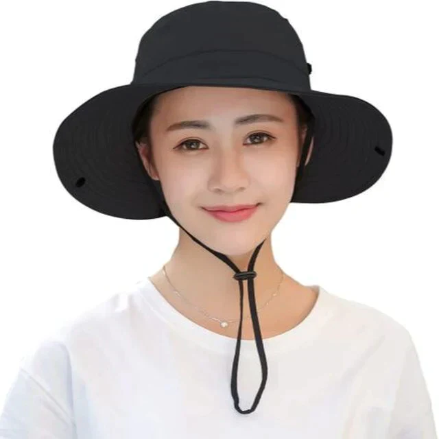 ポニーテール日よけ帽 UVカット サファリハット つば広 折りたたみ